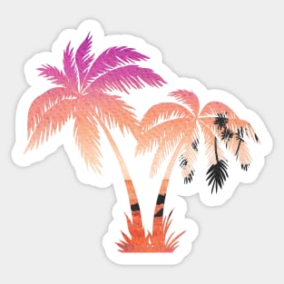 Palm trees silhouette and sunset double exposure Sticker